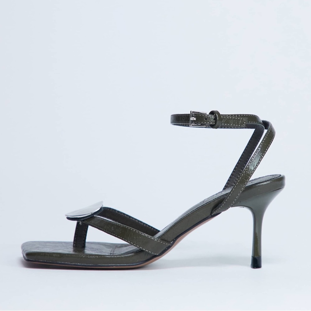 Topshop Dark Green Strappy Heels